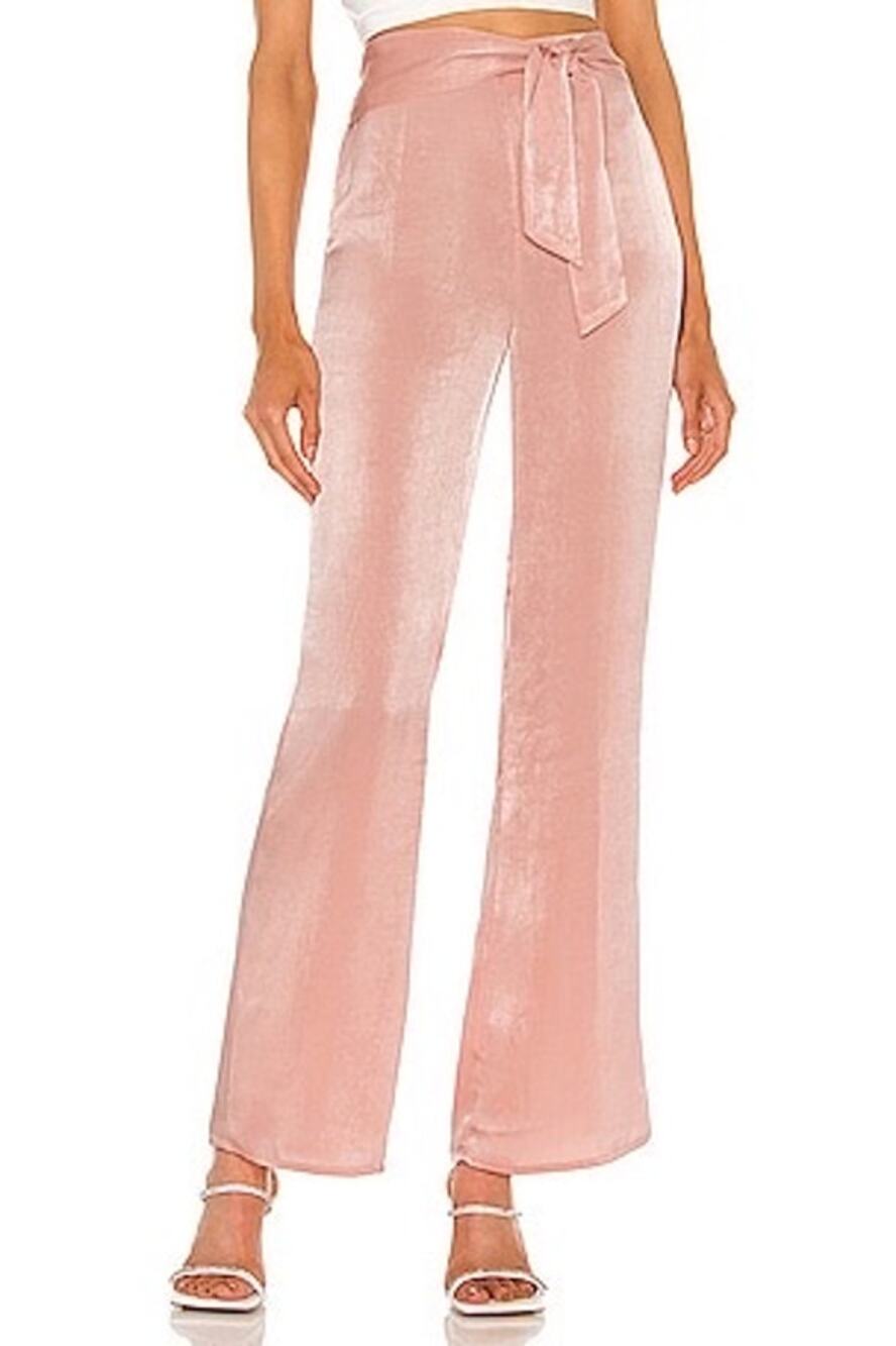 Michael Costello X Revolve Pink Silky Joanna Trouser Pants Glam High Waist XS